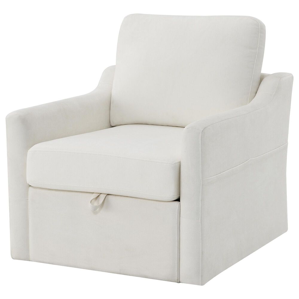Hearth and Haven Swivel Arm Chair with USB Type-C Ports in White, , large