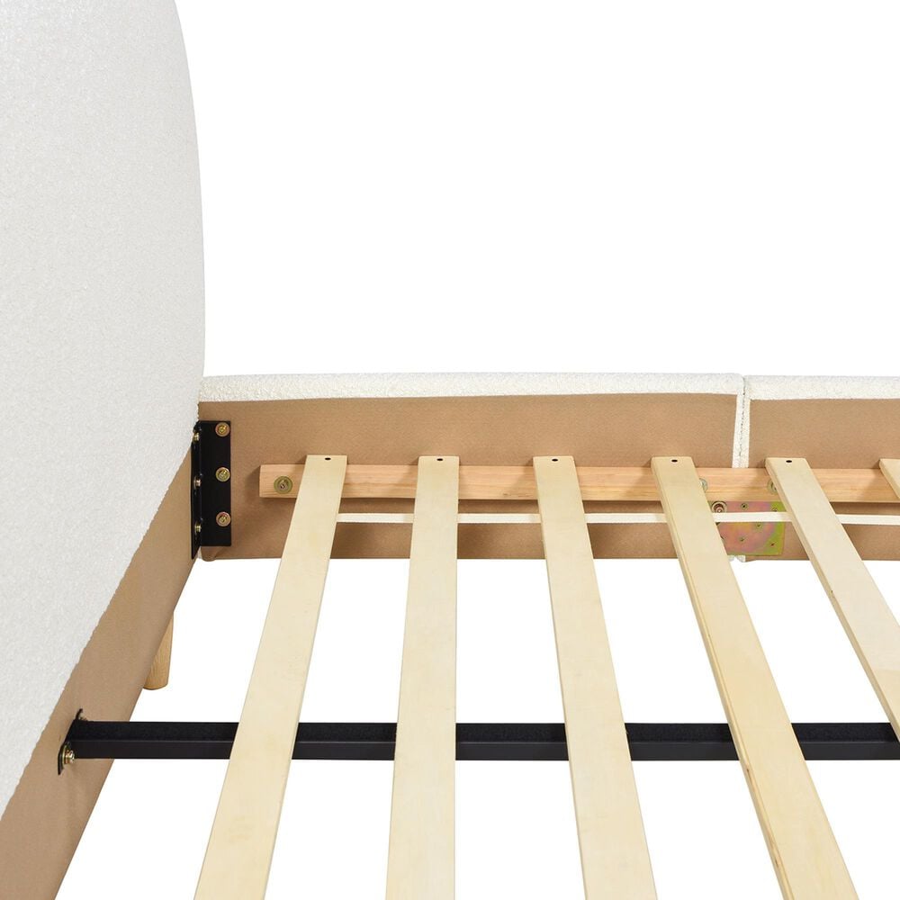 Jennifer Taylor Home Roman Queen Platform Bed with Ivory White Upholstered in Natural Whitewashed, , large