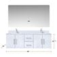 Lexora Home Geneva 60" Double Bathroom Vanity in Dark Grey with 2 cm White Cultured Marble Top, Rectangular Sinks and 60" LED Mirror, , large