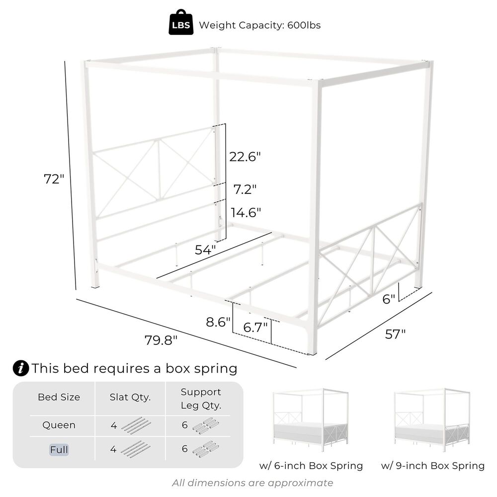 Furniture of America Rosadale Full X-Cross Canopy Bed in White, , large