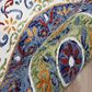 L&R Resources Sinuous Floral Medallion Mosaic 4" Round White, Green, Blue, Red and Orange Area Rug, , large