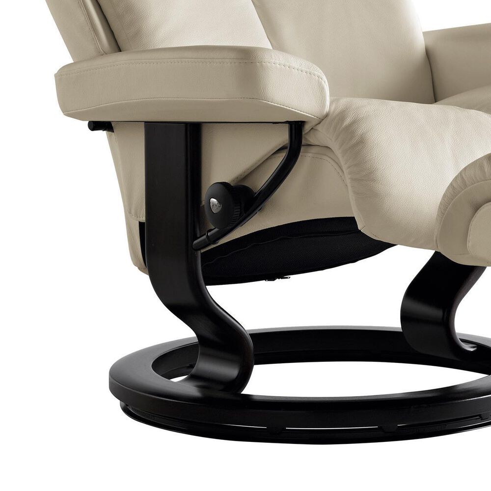 Stressless Magic Medium Chair and Ottoman in Paloma Light Grey and Black, , large