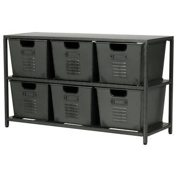 Furniture of America Mcghee Storage Shelf with Bins in Gun Metal, , large