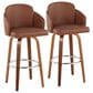 LumiSource Dahlia Swivel Bar Stool with Camel Upholstery in Walnut and Chrome (Set of 2), , large