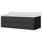 Lexora Home Castor 60" Double Bathroom Vanity in Black with 2 cm White Quartz Top and Rectangular Sinks, , large