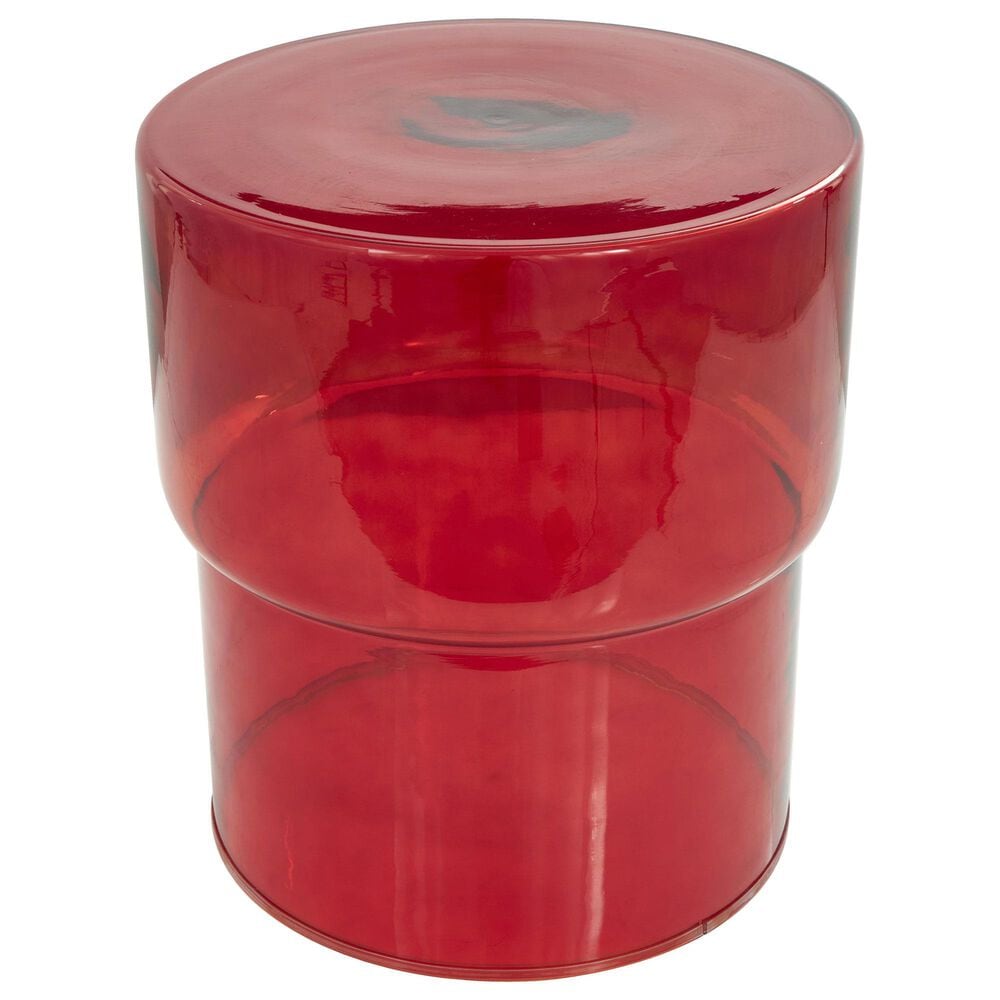 Maple and Jade Glass Modern Accent End Table in Red, , large