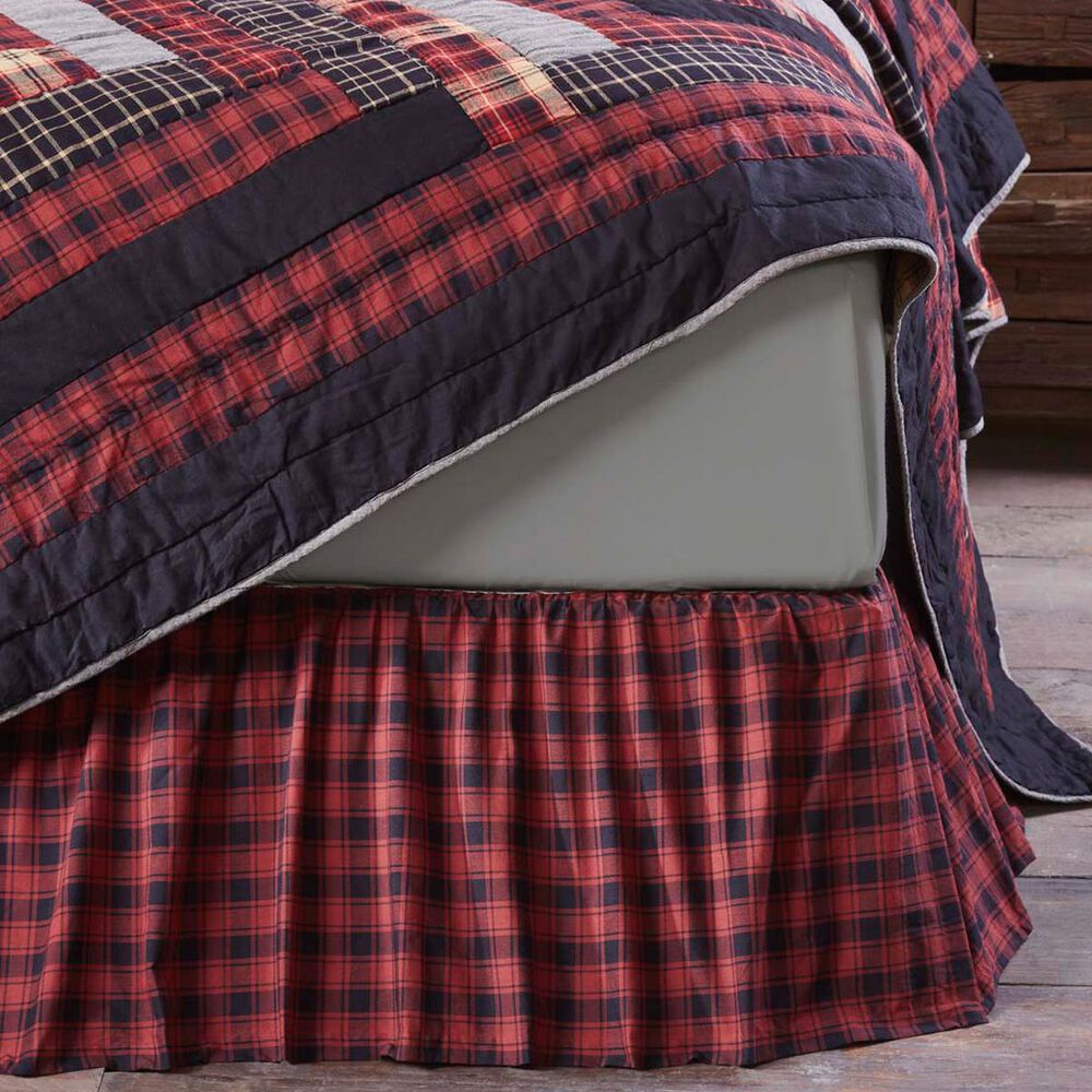 VHC Cumberland Rustic & Lodge Bedding Bed Skirt in Chili Pepper Red, , large