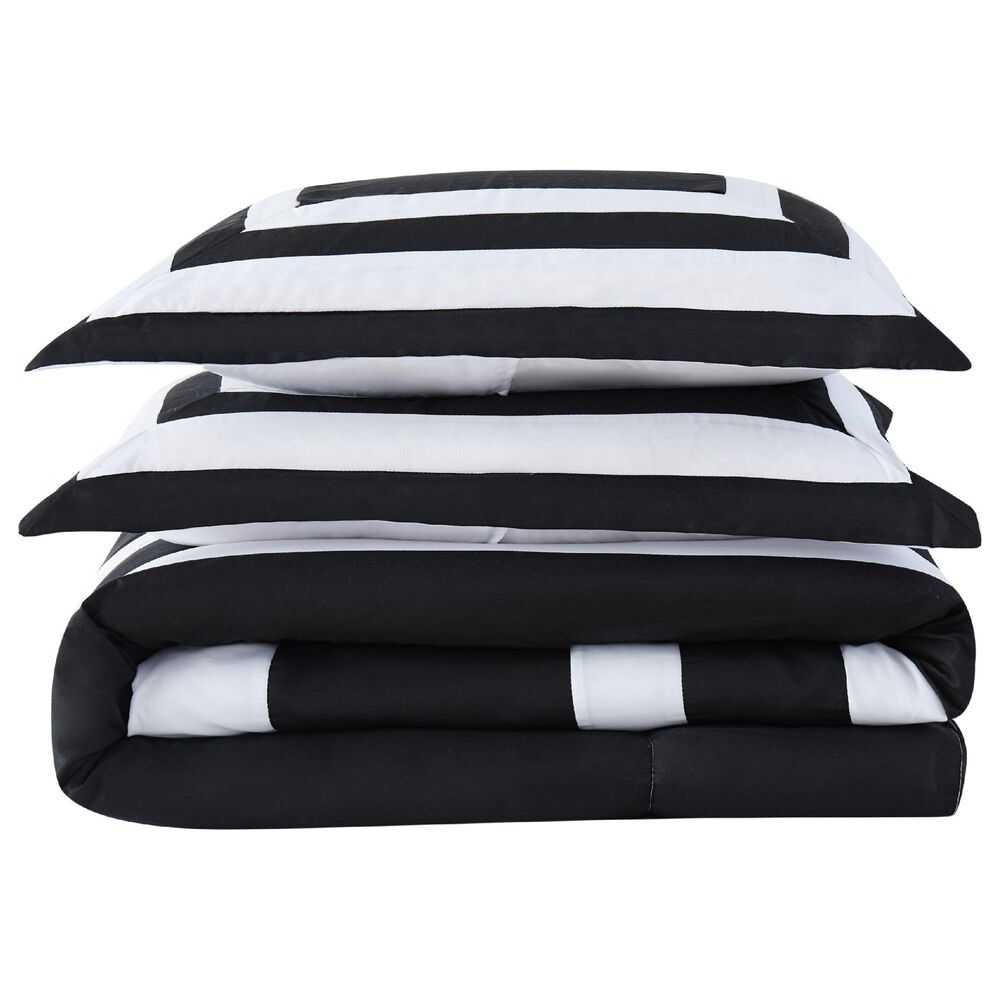 Pem America London Fog Raynes Hotel 5-Piece Queen Comforter Set in White and Black, , large
