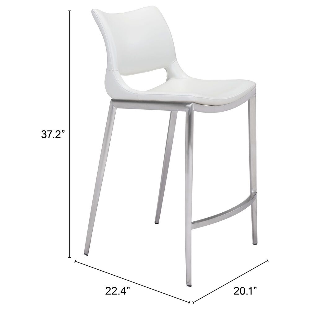 Zuo Modern Ace Counter Chair in White/Silver &#40;Set of 2&#41;, , large
