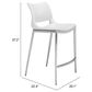 Zuo Modern Ace Counter Chair in White/Silver (Set of 2), , large