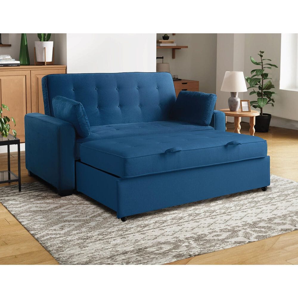 Serta Augustine Queen Convertible Sofa in Navy, , large