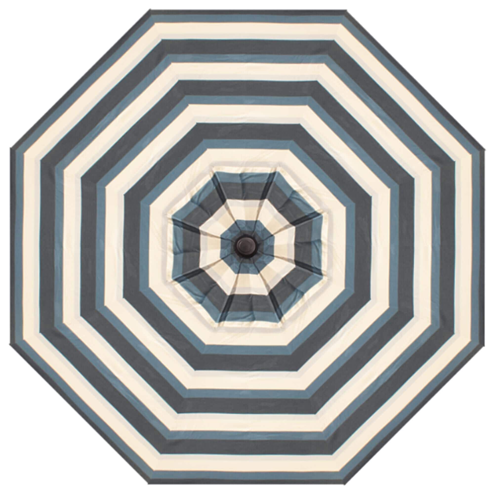 Treasure Garden 9' Umbrella with Black Base in Gateway Coast Stripe