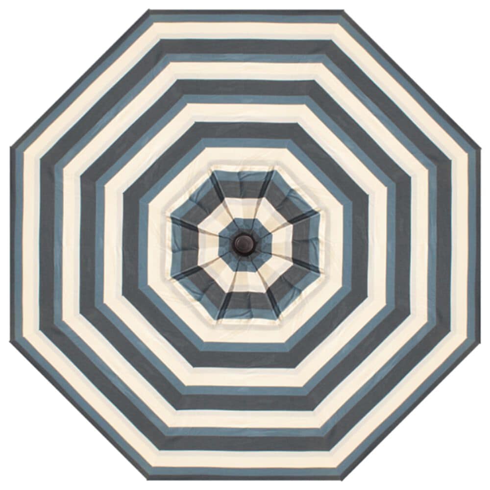 Treasure Garden 9&#39; Umbrella with Black Base in Gateway Coast Stripe, , large