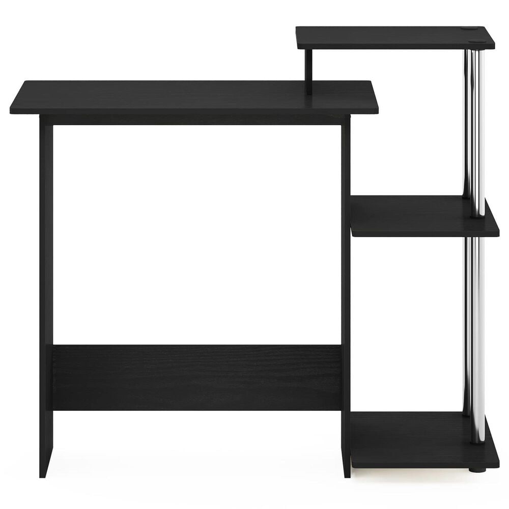 HOMLUX 40" Computer Desk with Open Side Shelves in Americano and Stainless Steel, , large