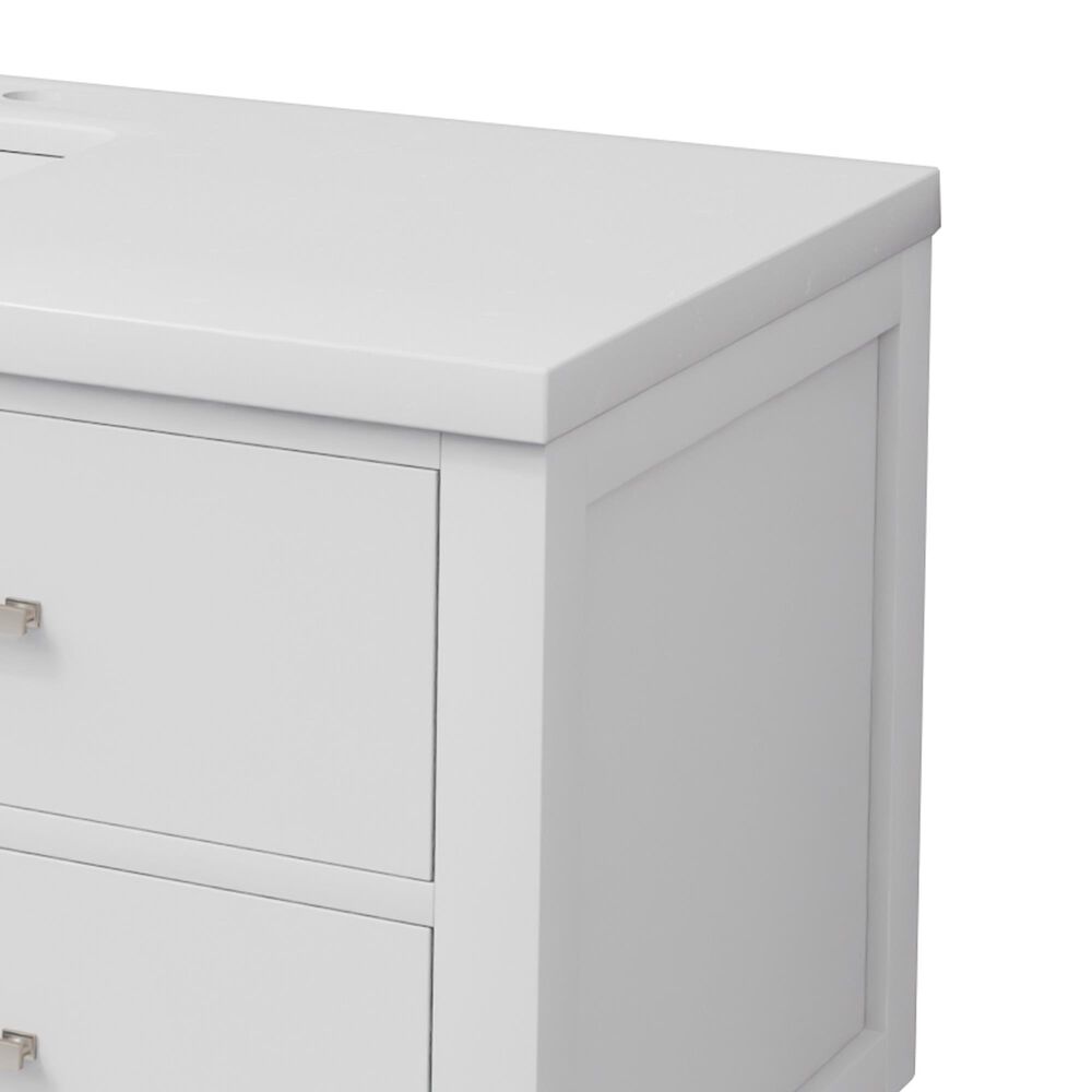 Lexora Home Castor 48" Single Bathroom Vanity in White with 2 cm White Cultured Marble Top and Rectangular Sink, , large