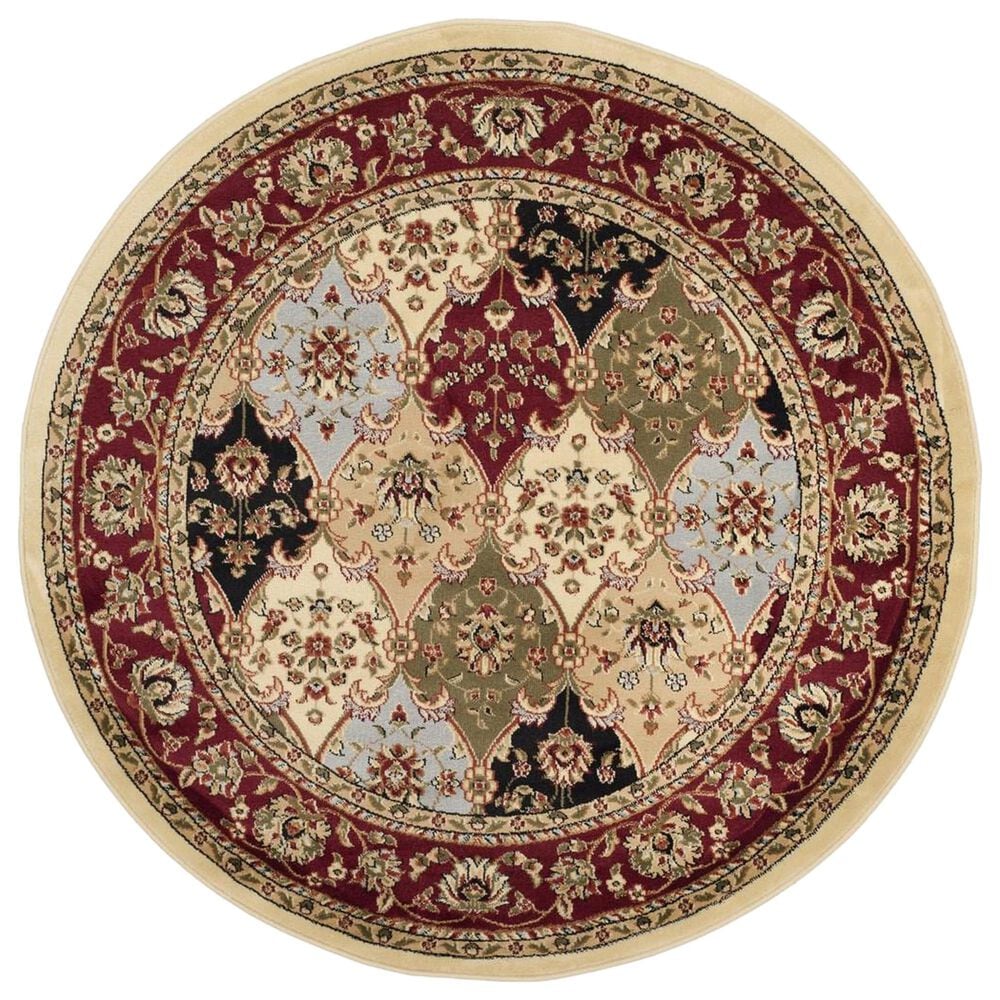 Safavieh Lyndhurst LNH320 5"3" Round Multicolor and Red Area Rug, , large