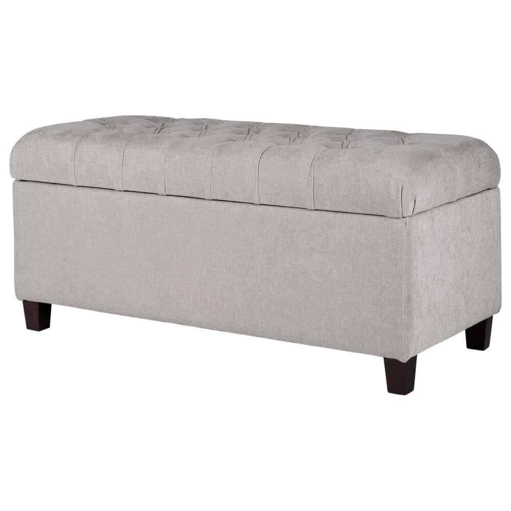 Kinfine Ainsley Storage Bench with Gray Cushion in Dark Walnut, , large