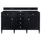 James Martin Vanities Brittany 60" Double Bathroom Vanity in Black Onyx with 3 cm White Zeus Quartz Top and Rectangular Sinks, , large
