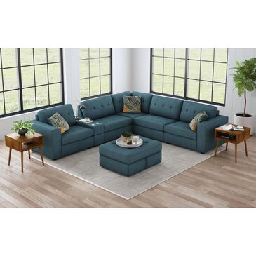 Mayberry Hill Options One 3-Piece Stationary Symmetrical Sectional in Teal, , large