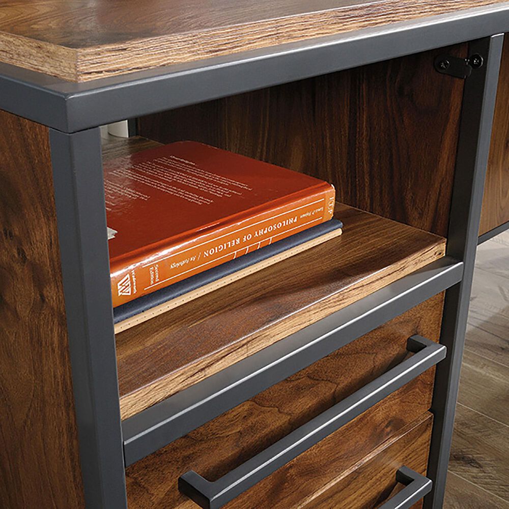 Sauder Nova Loft LShaped Desk in Grand Walnut and Black Shop NFM