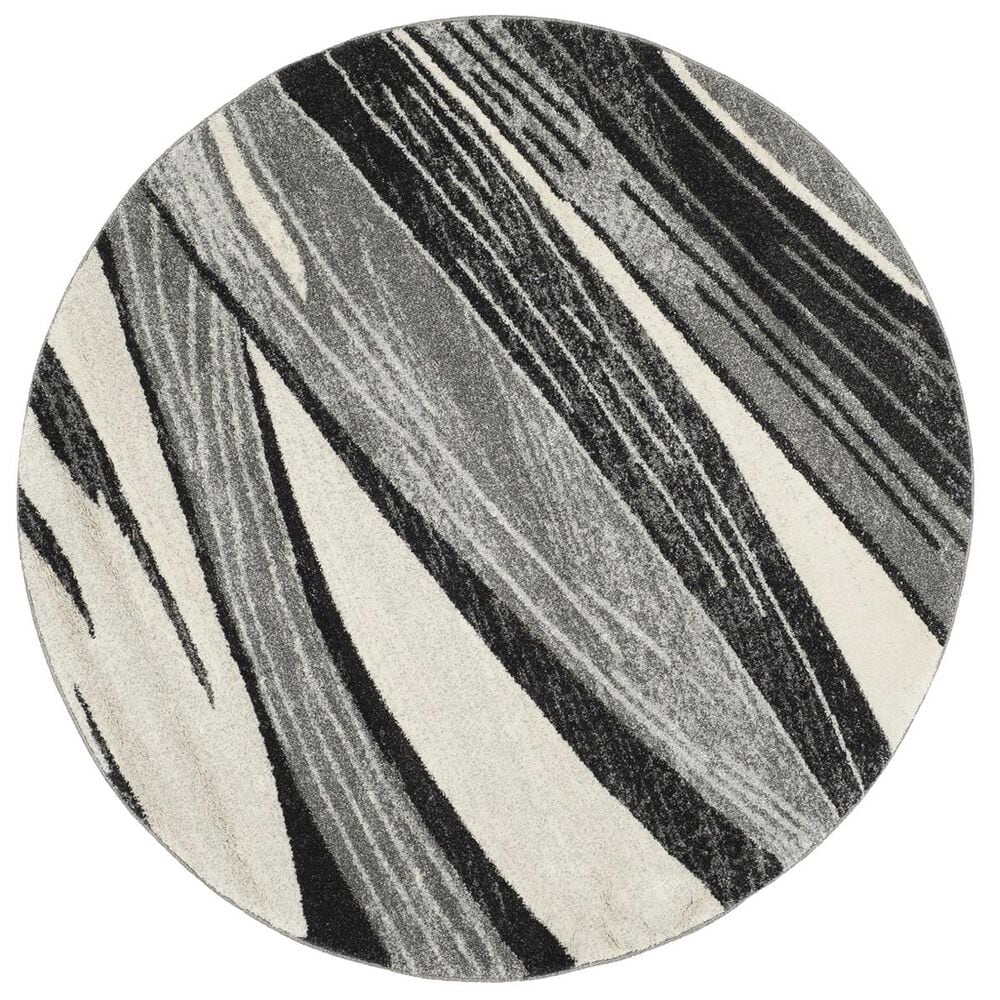 Safavieh Retro RET2691-7912 6" Round Light Grey and Ivory Area Rug, , large