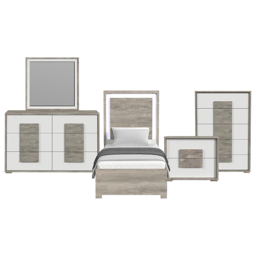 Mayberry Hill San Matteo 5-Piece Twin Bedroom Set in Ash Grey and White, , large