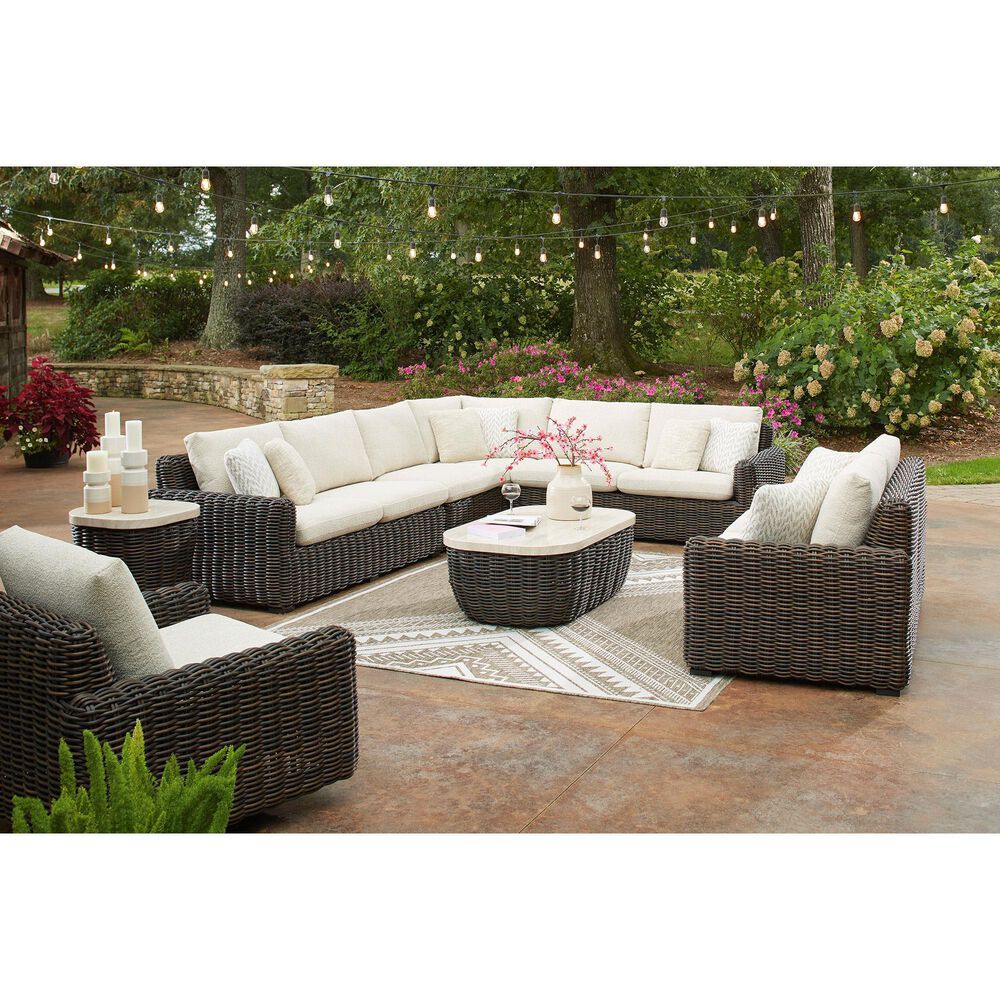 Ashley Kimora 4-Piece Outdoor Sectional in Beige, , large