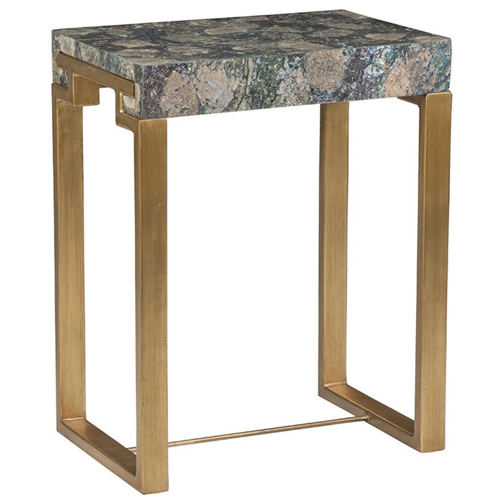 Artistica Metal Demetria Spot Table in Gold Leaf and Veneered Abalone Shell, , large