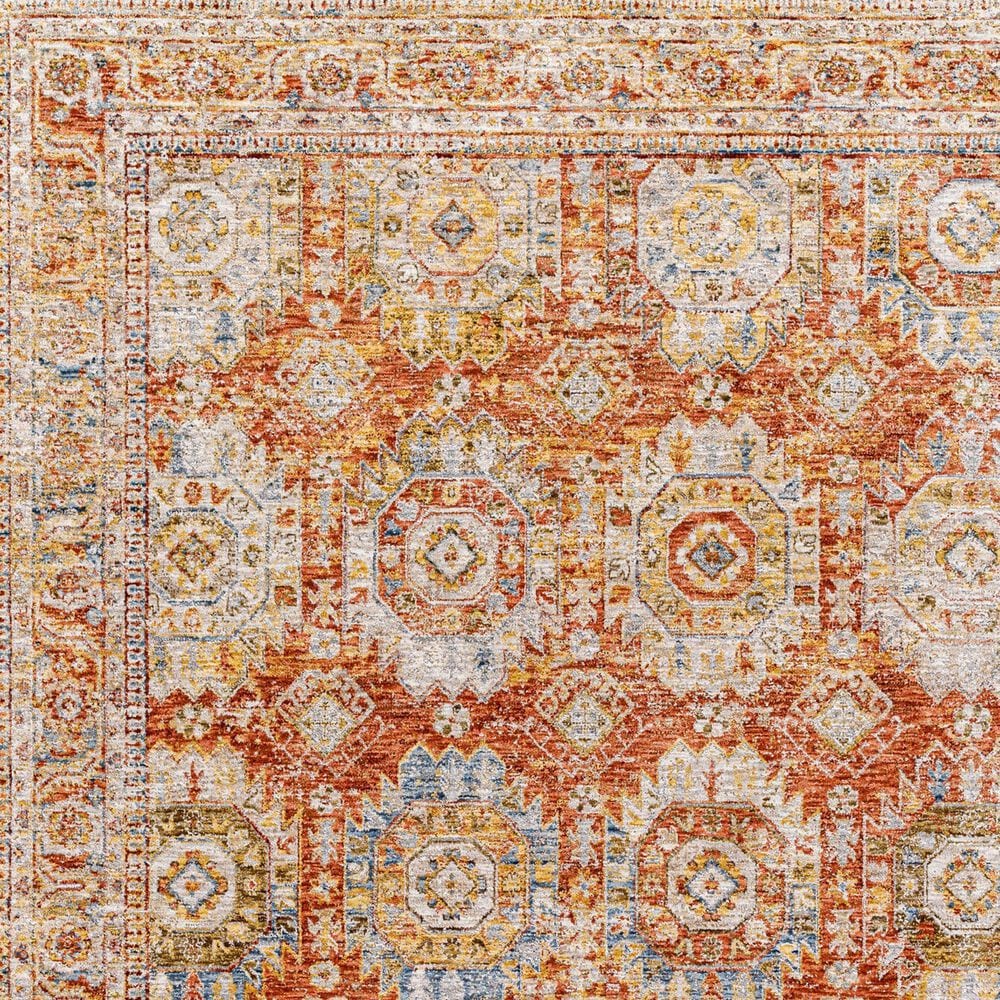 Surya Mona Lisa 7&#39;10&quot; Round Brick Red, Mustard, Tan, Sage, Dark Blue, Olive and Burgundy Area Rug, , large