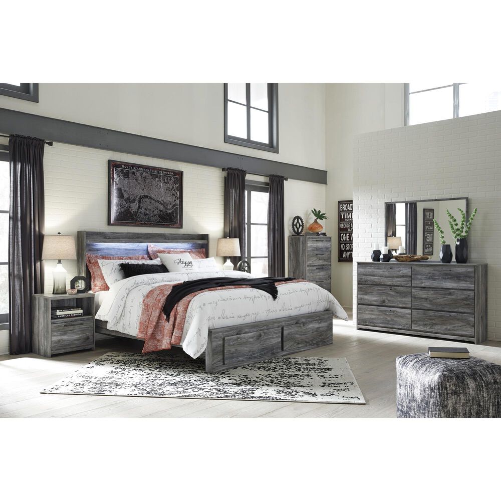 Ashley Baystorm King Panel Bed with 2 Storage Drawers in Gray, , large