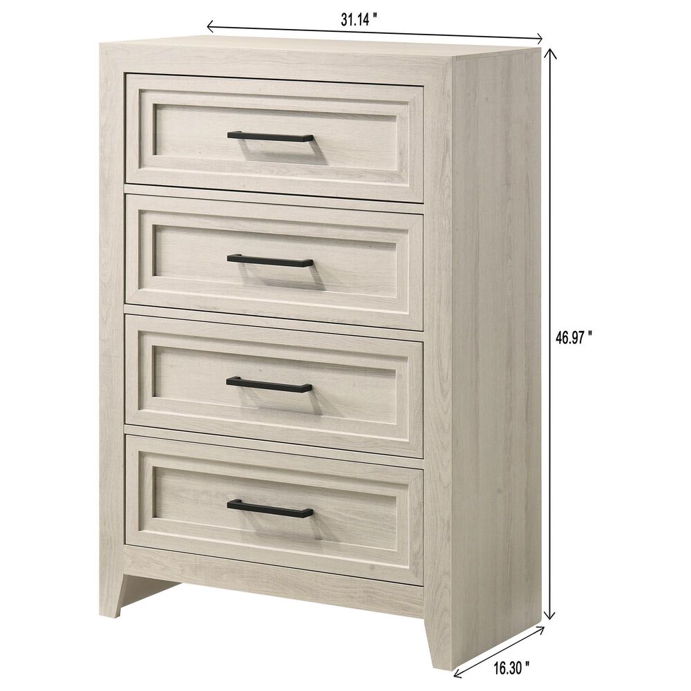 Crown Mark Lorraine 5 Piece Queen Panel Bedroom Set in White, , large