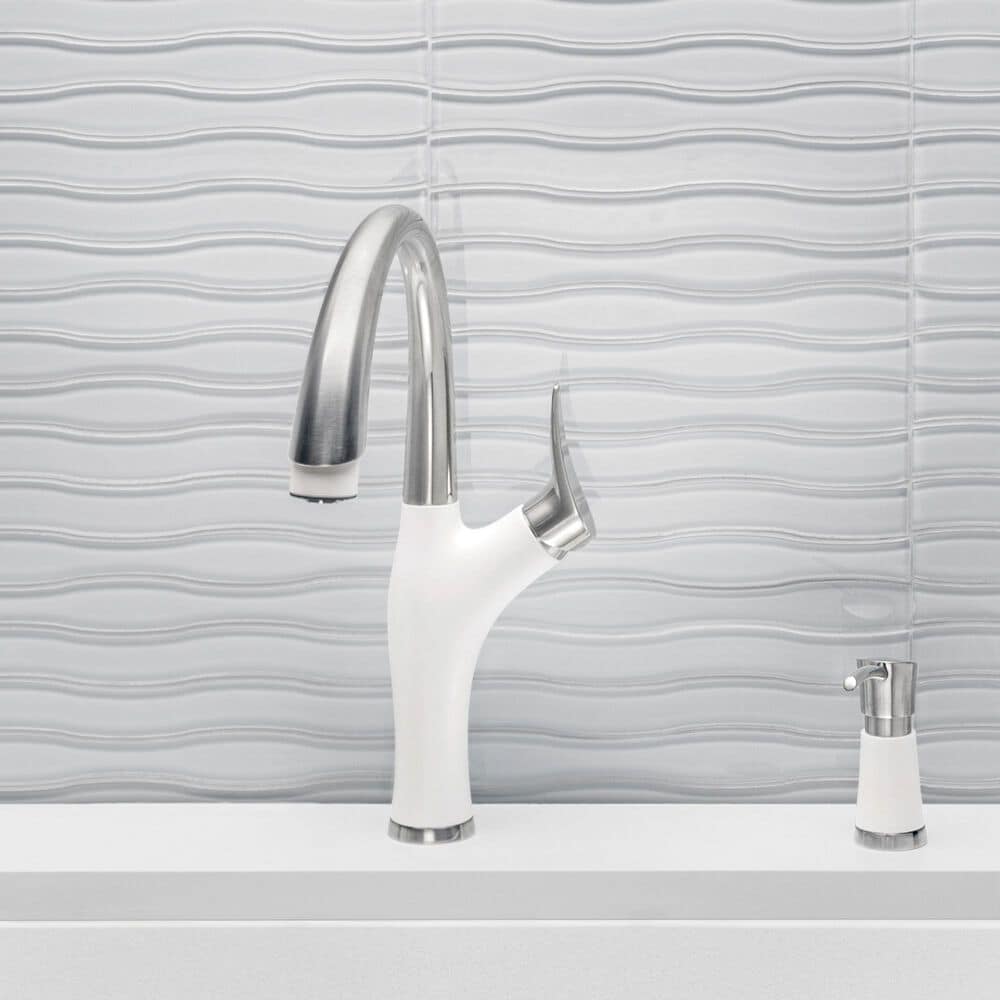 Blanco Artona Pull-Down Kitchen Faucet 1.5 GPM in PVD Steel and White, , large