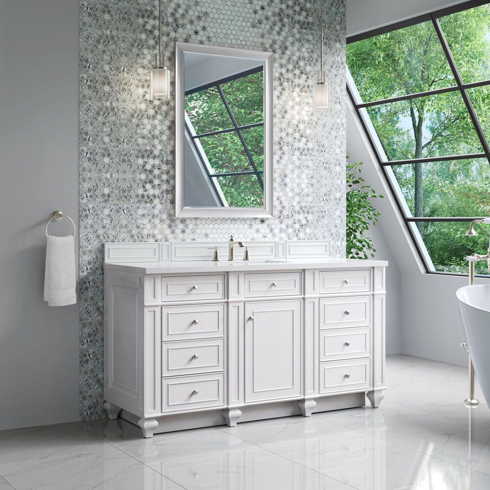James Martin Bristol 60" Single Bathroom Vanity Cabinet in Bright White, , large