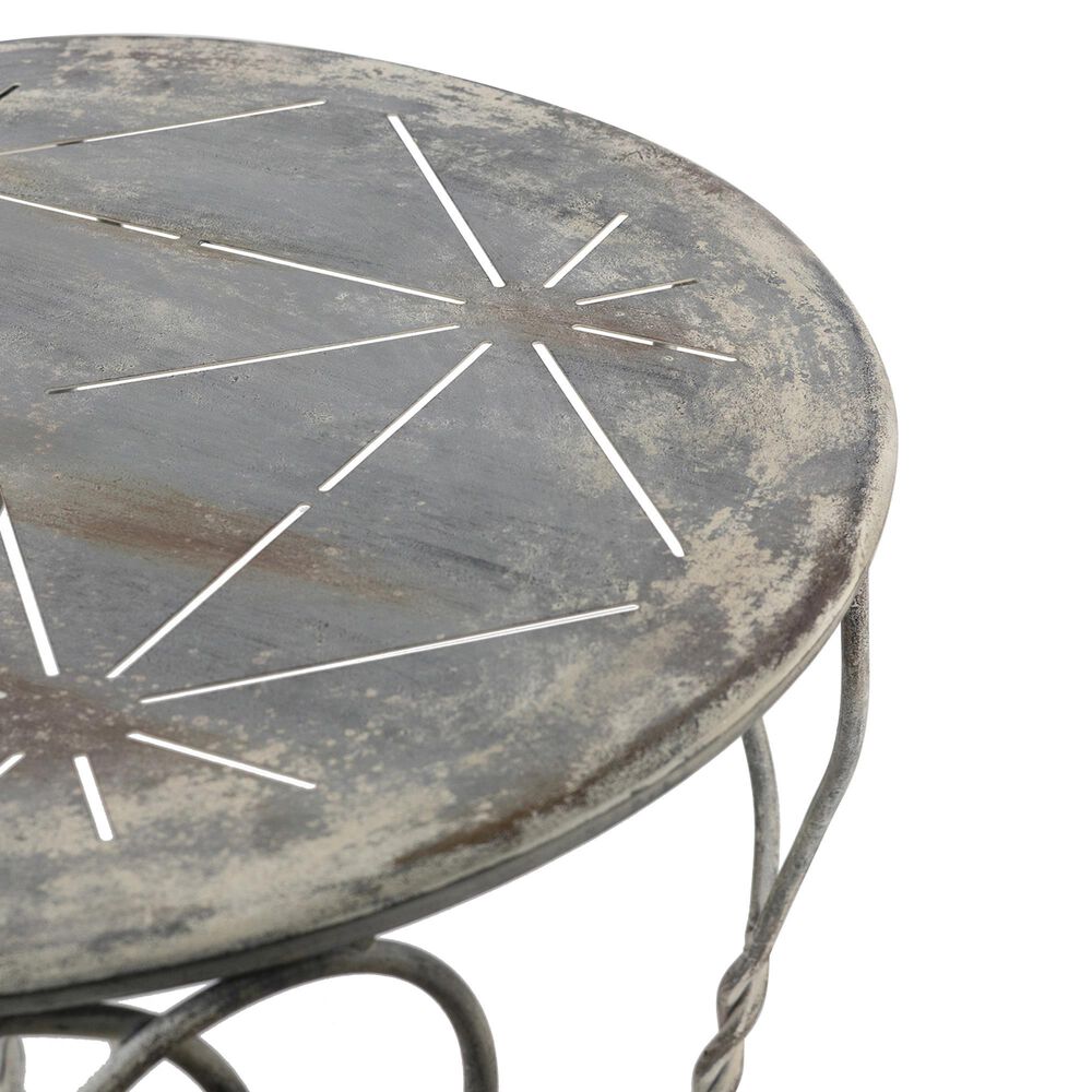 Hearth and Haven Outdoor Round Side Table with Heart Scroll Design in Gray, , large