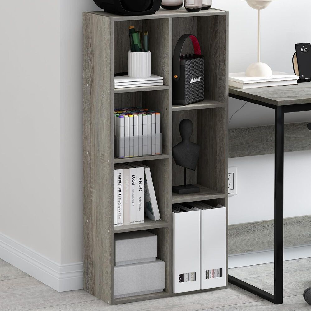 HOMLUX 7-Cube Reversible Open Shelf Storage Bookshelf in French Oak, , large
