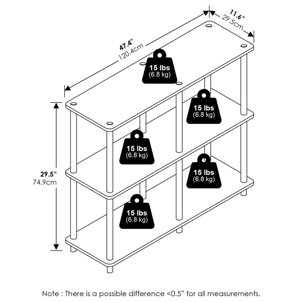 HOMLUX Turn-N-Tube 3-Tier Double Size Storage Display Rack in White, , large