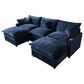 HOMLUX 107.87" Ultra-Comfort Chenille Sectional Sofa Set in Dark Blue, , large