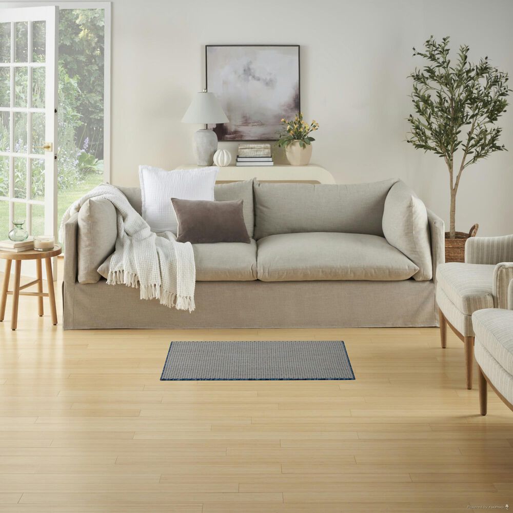 Nourison Courtyard Ivory and Blue 2&#39; x 3&#39; Indoor/Outdoor Area Rug, , large