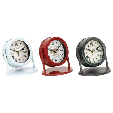 Maple and Jade 6" Table Clock in Red, White and Black (Set of 3), , large
