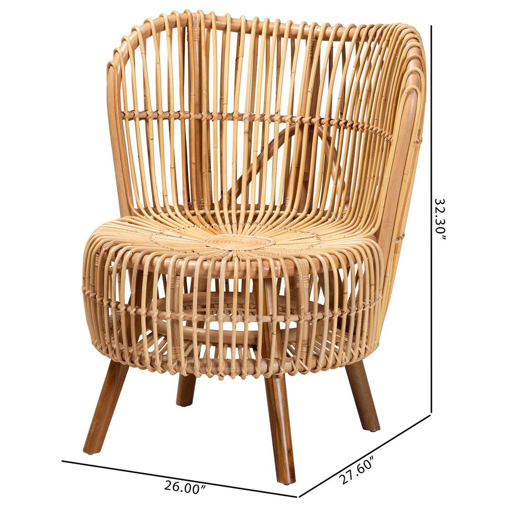 Baxton Studio Nagoya Wide Seat Lounge Chair in Natural Brown, , large