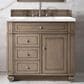 James Martin Vanities Bristol 36" Single Bathroom Vanity in Whitewashed Walnut with 3 cm Carrara White Marble Top and Rectangular Sink, , large