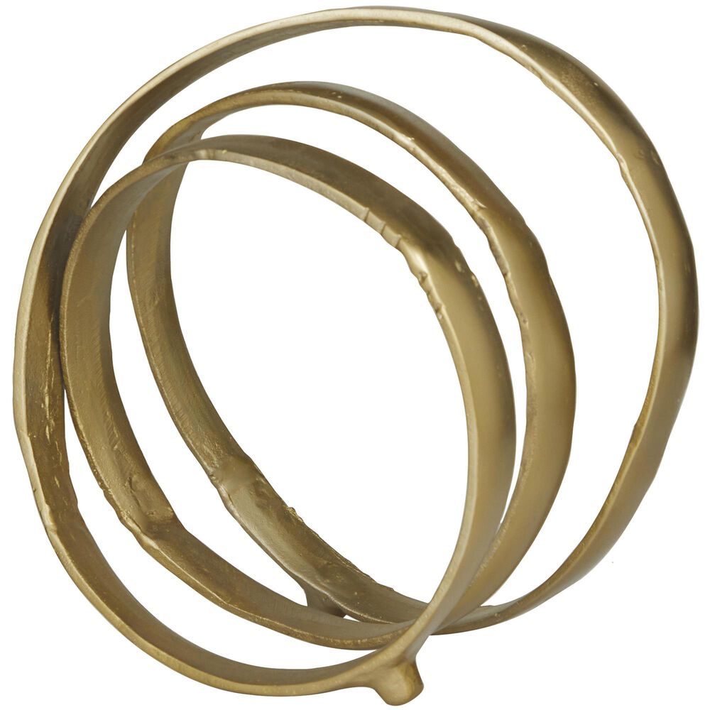 Maple and Jade Abstract Looped Decorative Sculpture in Satin Gold, , large
