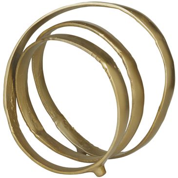 Maple and Jade Abstract Looped Decorative Sculpture in Satin Gold, , large
