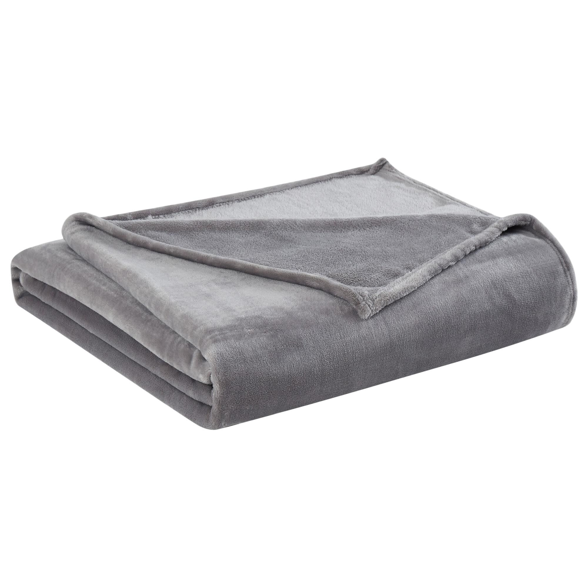 Pem America Truly Soft Velvet Plush Full Queen Blanket in Grey NFM