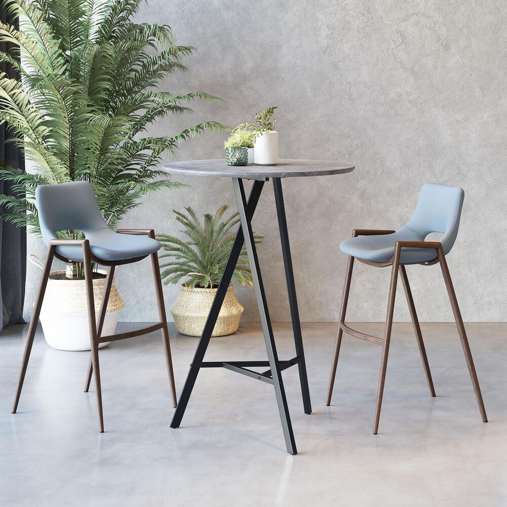 Zuo Modern Metz Bar Table in Grey Marble and Black, , large