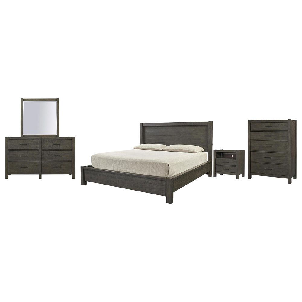 Riva Ridge Mill Creek 5 Piece Queen Low Profile Bed Set with 2-Drawer Nightstand in Carob, , large