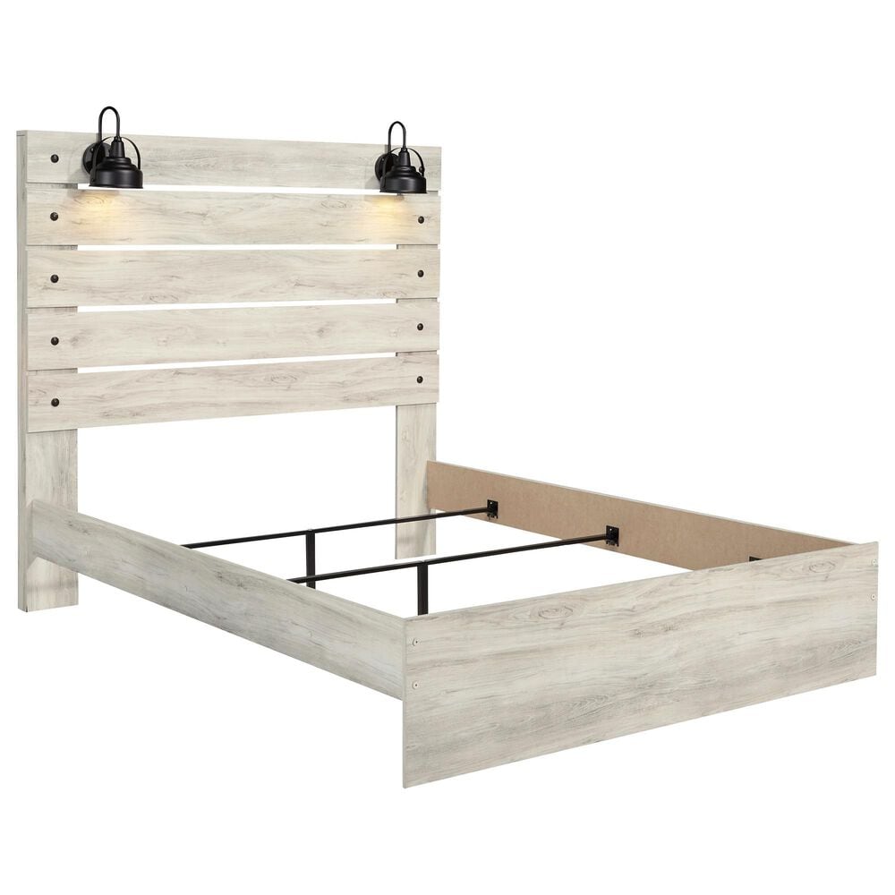 Ashley Cambeck 4 Piece Queen Panel Bedroom Set in Whitewash with Lighting, , large