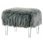 Furniture of America Scherrer Stationary Faux Fur Ottoman in Grey, , large