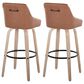 LumiSource Hannah Swivel Bar Stool with Camel Faux Leather Upholstery in Whitewashed and Black (Set of 2), , large