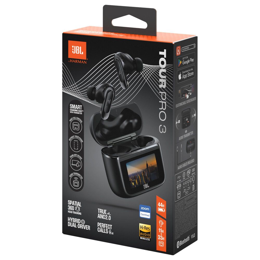 JBL Tour Pro 3 True Wireless Noise Cancelling Earbuds with Smart Charging Case in Black, , large